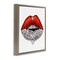 Stupell Industries Red Glam Lips with Gemstones Framed Floater Canvas Wall Art